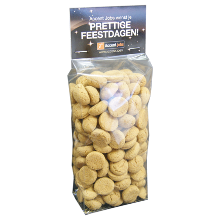 Zakje kruidnoten met een gepersonaliseerd kopkaartje