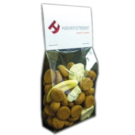 Zakje strooigoed met bedrukt kopkaartje