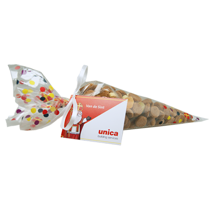 Puntzak strooigoed met logokaartje