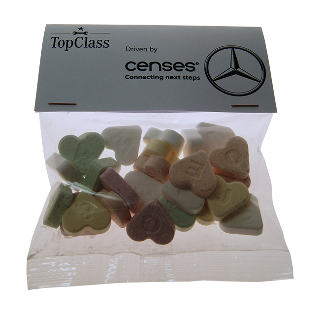 Kopkaartzakje met ABC hartjes