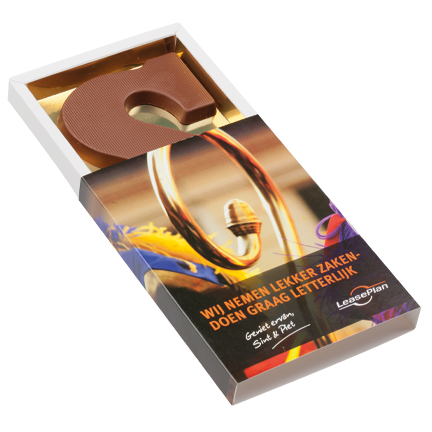 Chocoladeletter 135 gram in gepersonaliseerde verpakking