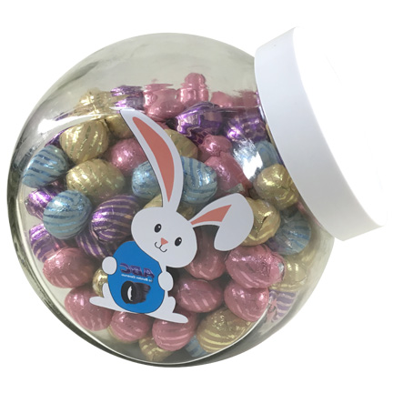 Maxi glazen bokaal met paaseitjes