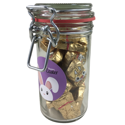 Hoog weckpotje met paaseitjes